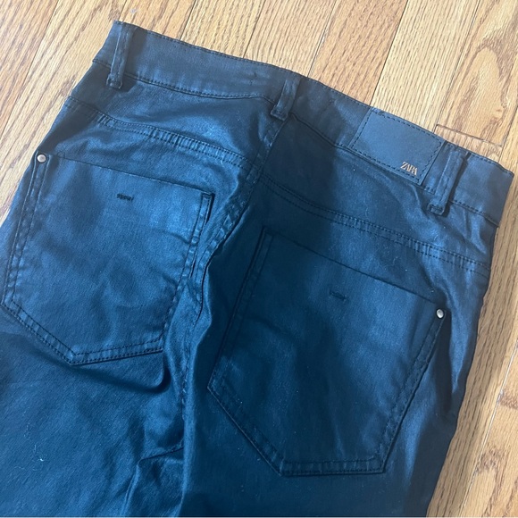 Black Zara Wax Coated Jeans. - Picture 6 of 6
